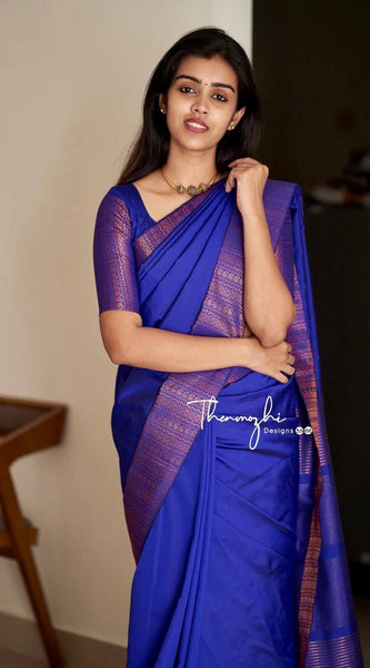 Stunning Ethnic Wear Lichi Silk Saree with Premium Zari Blue