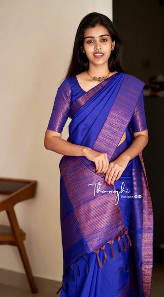 Stunning Ethnic Wear Lichi Silk Saree with Premium Zari Blue