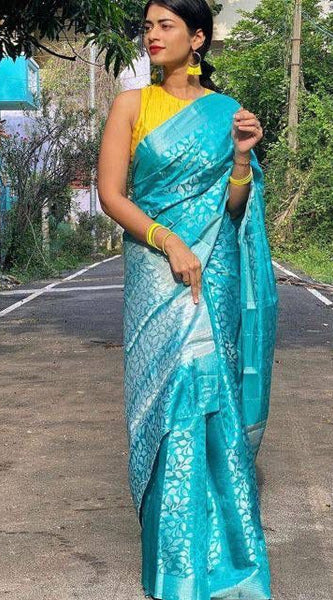 New Trend Lichi Silk Saree with Intricate Zari Weaving Blue