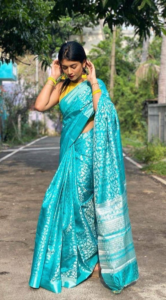 New Trend Lichi Silk Saree with Intricate Zari Weaving Blue