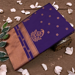 Elegant Saree with Rich Lichi Silk & Designer Zari Work Navy Blue