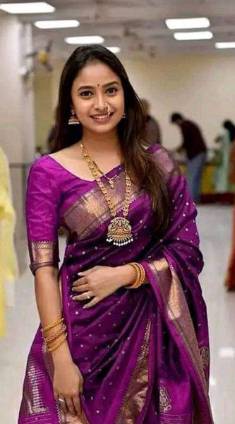 Elegant Saree with Rich Lichi Silk & Designer Zari Work Wine
