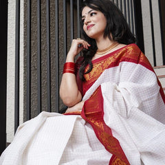 Handcrafted Lichi Silk Saree with Golden Zari Work