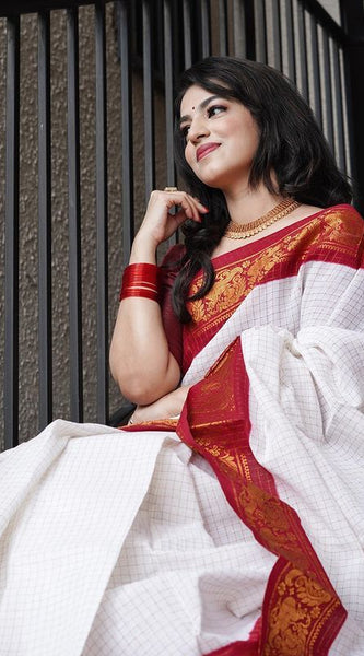 Handcrafted Lichi Silk Saree with Golden Zari Work