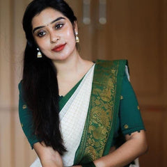 Handcrafted Lichi Silk Saree with Golden Zari Work