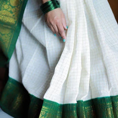 Handcrafted Lichi Silk Saree with Golden Zari Work
