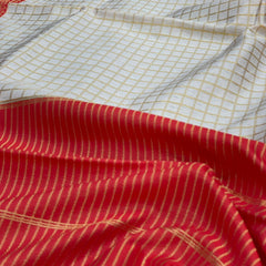 Handcrafted Lichi Silk Saree with Golden Zari Work