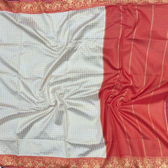 Handcrafted Lichi Silk Saree with Golden Zari Work