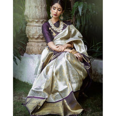 Party Wear Soft Lichi Silk Saree with Zari Pallu