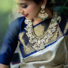 Party Wear Soft Lichi Silk Saree with Zari Pallu
