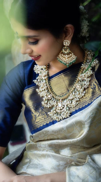 Party Wear Soft Lichi Silk Saree with Zari Pallu