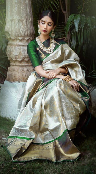 Party Wear Soft Lichi Silk Saree with Zari Pallu