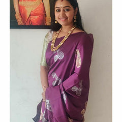 Traditional Ethnic Lichi Silk Saree with Zari Design