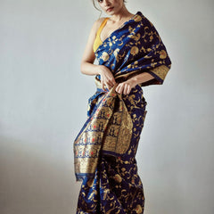 Premium Elegant Lichi Silk Saree with Intricate Zari Weaving