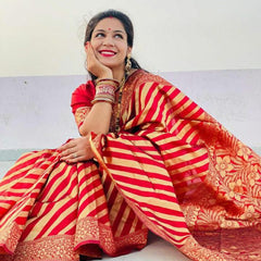 Wedding Special Lichi Silk Saree with Heavy Zari Work