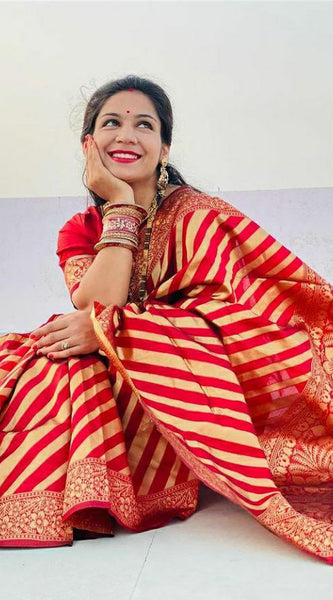 Wedding Special Lichi Silk Saree with Heavy Zari Work