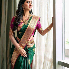 Designer Lichi Silk Saree with Exquisite Zari Detailing