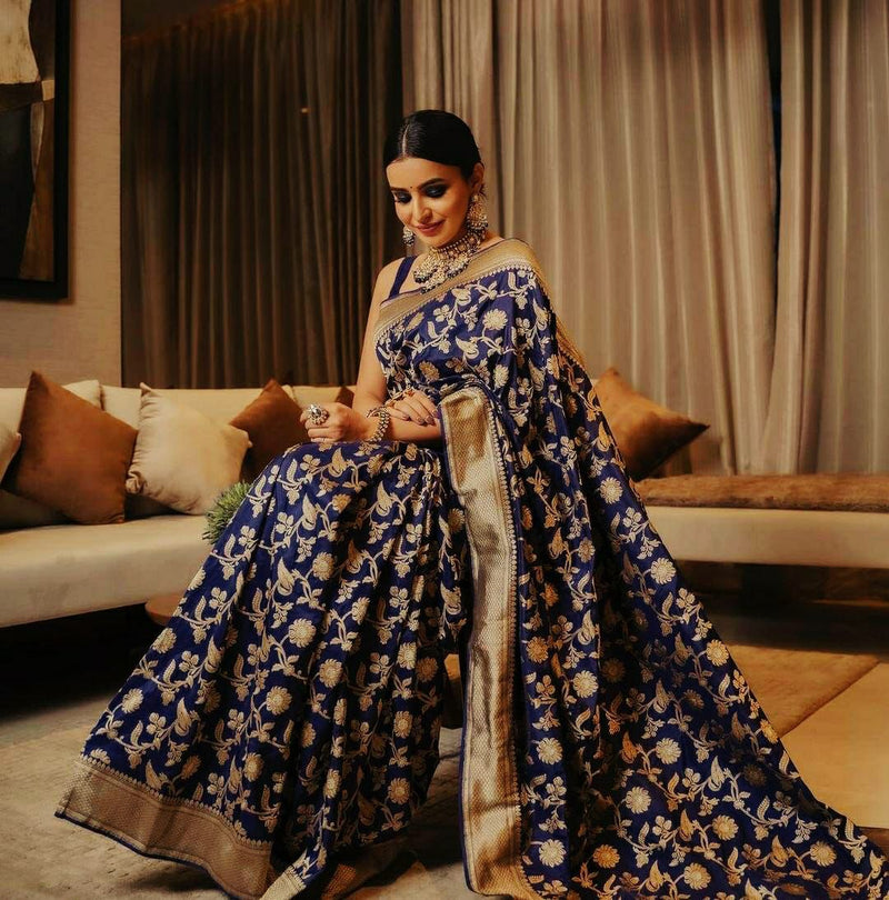 Soft Lichi Silk Saree with Royal Zari Work