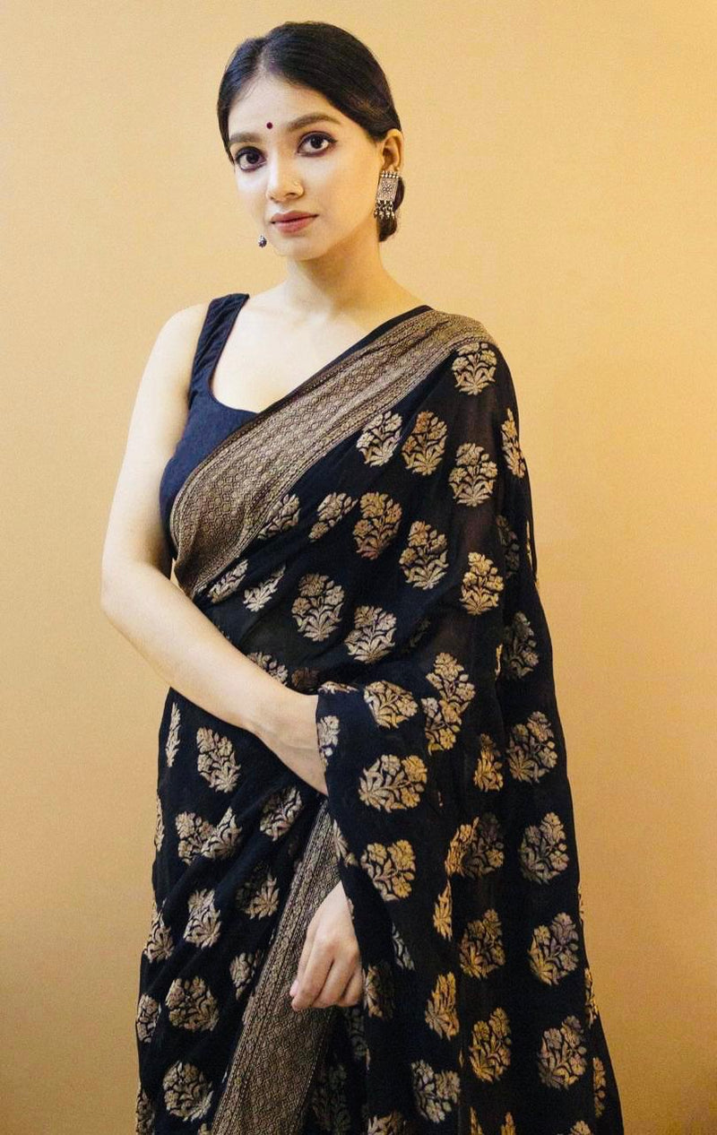 Bridal Lichi Silk Saree with Stunning Zari Embellishments