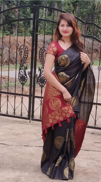 Handwoven Lichi Silk Saree with Exclusive Zari Art