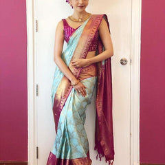 Ethnic Lichi Silk Saree with Beautiful Zari Finish