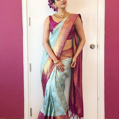 Ethnic Lichi Silk Saree with Beautiful Zari Finish