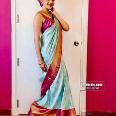 Ethnic Lichi Silk Saree with Beautiful Zari Finish