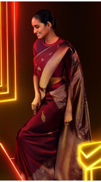 New Arrival Lichi Silk Saree with Unique Zari Weaving