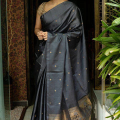 Premium Silk Saree with Lichi Fabric & Zari Border