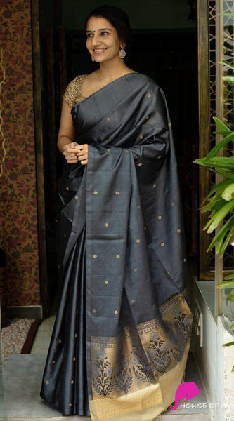 Premium Silk Saree with Lichi Fabric & Zari Border