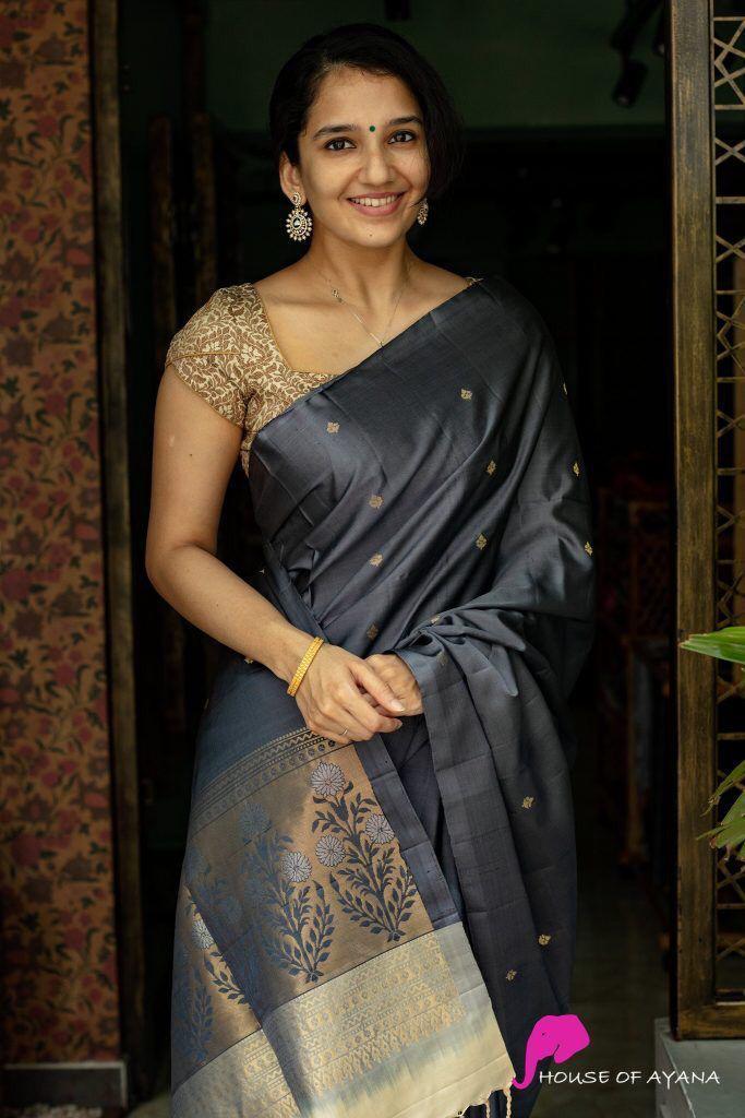 Premium Silk Saree with Lichi Fabric & Zari Border