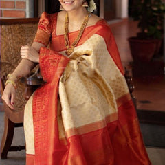 Elegant Wedding Lichi Silk Saree with Zari Woven Design