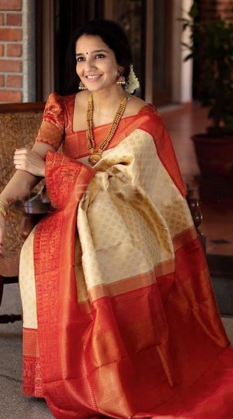 Elegant Wedding Lichi Silk Saree with Zari Woven Design