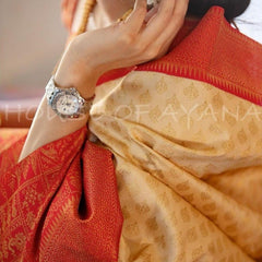 Elegant Wedding Lichi Silk Saree with Zari Woven Design