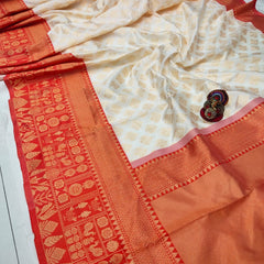 Elegant Wedding Lichi Silk Saree with Zari Woven Design