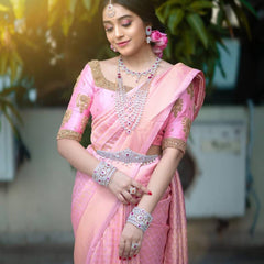 Timeless Lichi Silk Saree with Intricate Zari Weaving