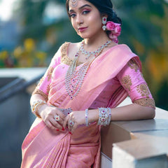 Timeless Lichi Silk Saree with Intricate Zari Weaving