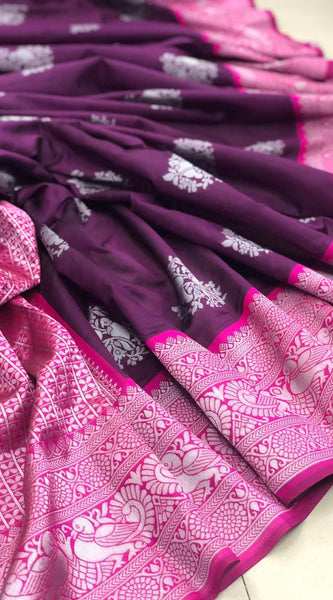 Exquisite Lichi Silk Saree with Stylish Zari Detailing