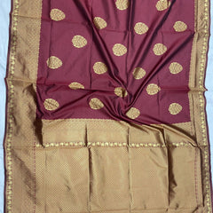 ridal Collection Lichi Silk Saree with Fancy Zari Work -Wine
