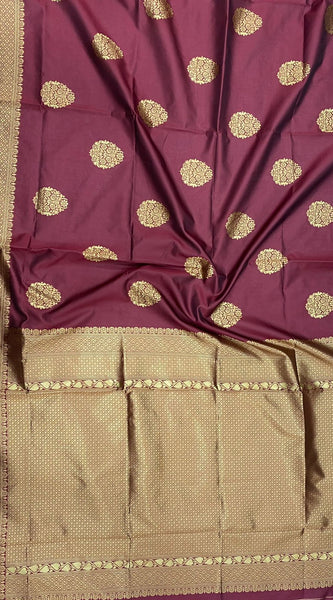 ridal Collection Lichi Silk Saree with Fancy Zari Work -Wine