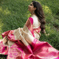 Best Seller Lichi Silk Saree with Elegant Zari Finish