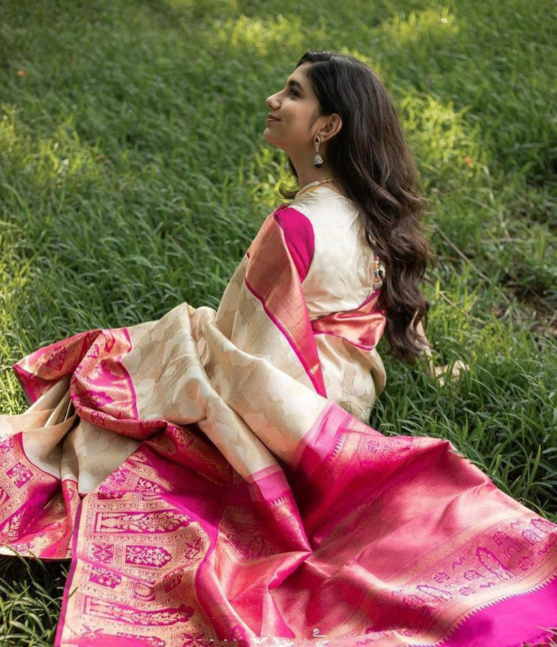 Best Seller Lichi Silk Saree with Elegant Zari Finish