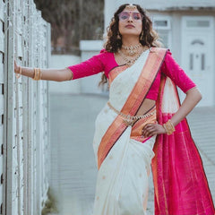 Glamorous Lichi Silk Saree with Stunning Zari Craftsmanship