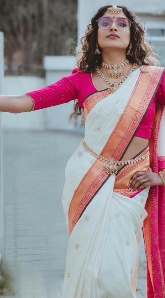 Glamorous Lichi Silk Saree with Stunning Zari Craftsmanship