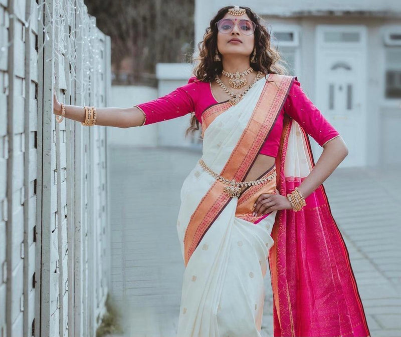 Glamorous Lichi Silk Saree with Stunning Zari Craftsmanship