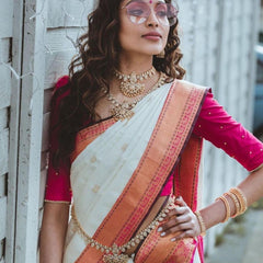 Glamorous Lichi Silk Saree with Stunning Zari Craftsmanship
