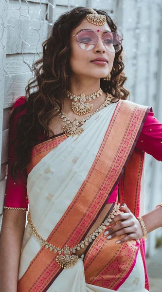 Glamorous Lichi Silk Saree with Stunning Zari Craftsmanship