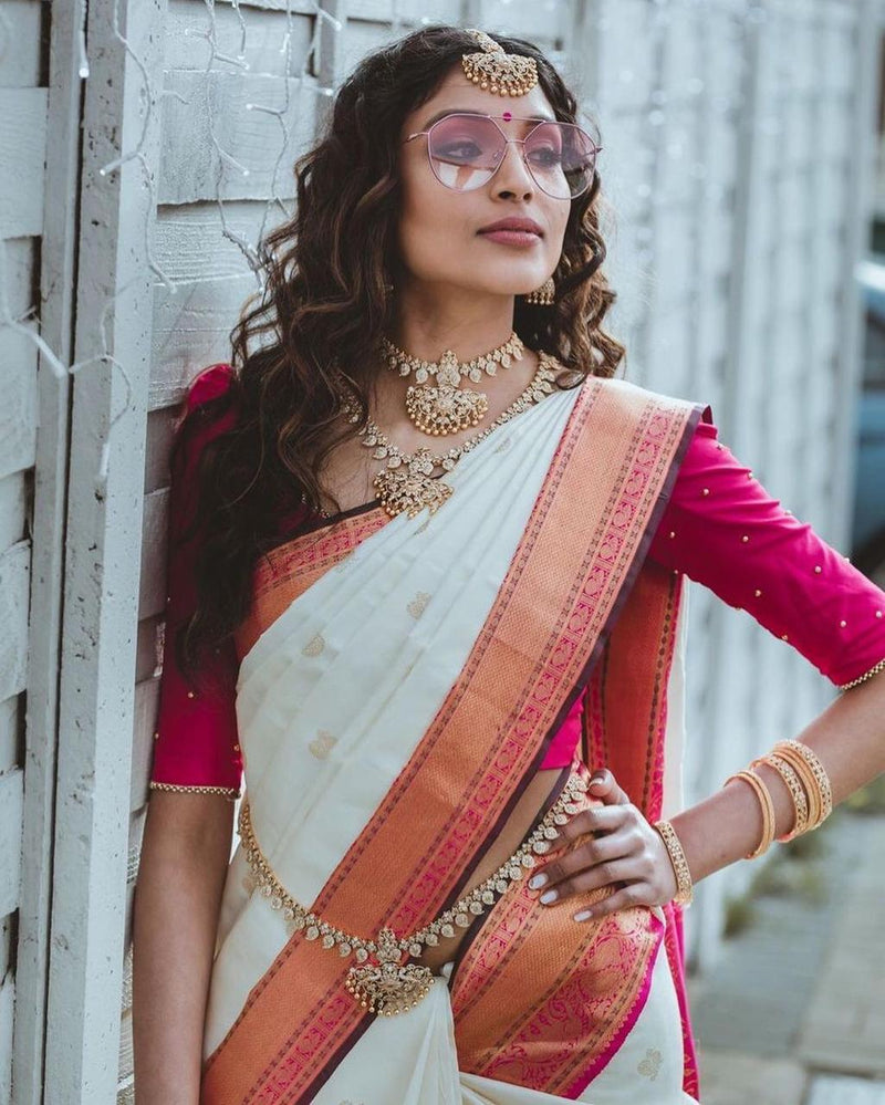 Glamorous Lichi Silk Saree with Stunning Zari Craftsmanship