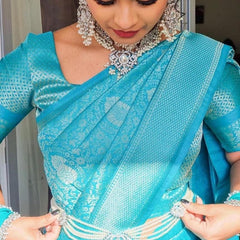 Grand Occasion Lichi Silk Saree with Fancy Zari Art