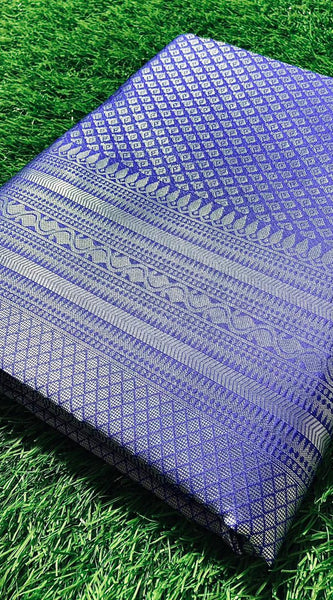 Authentic Lichi Silk Saree with Designer Zari Work - Purple